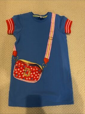 Marc Jacobs Kids Blue Dress with Red Heart Purse Print
